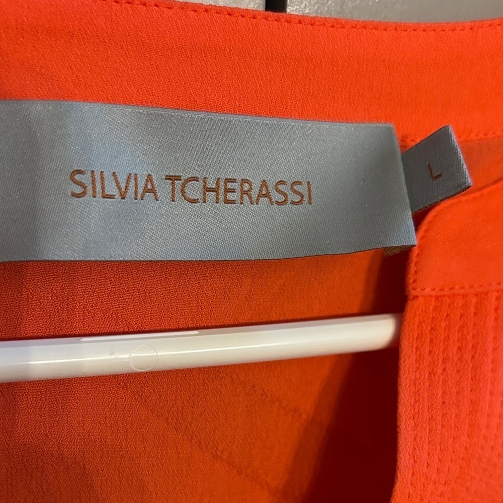 SILVIA TCHERASSI! BEAUTIFUL
Triora Split-Neck Tangerine Blouse sz Lg - Picture 4 of 5